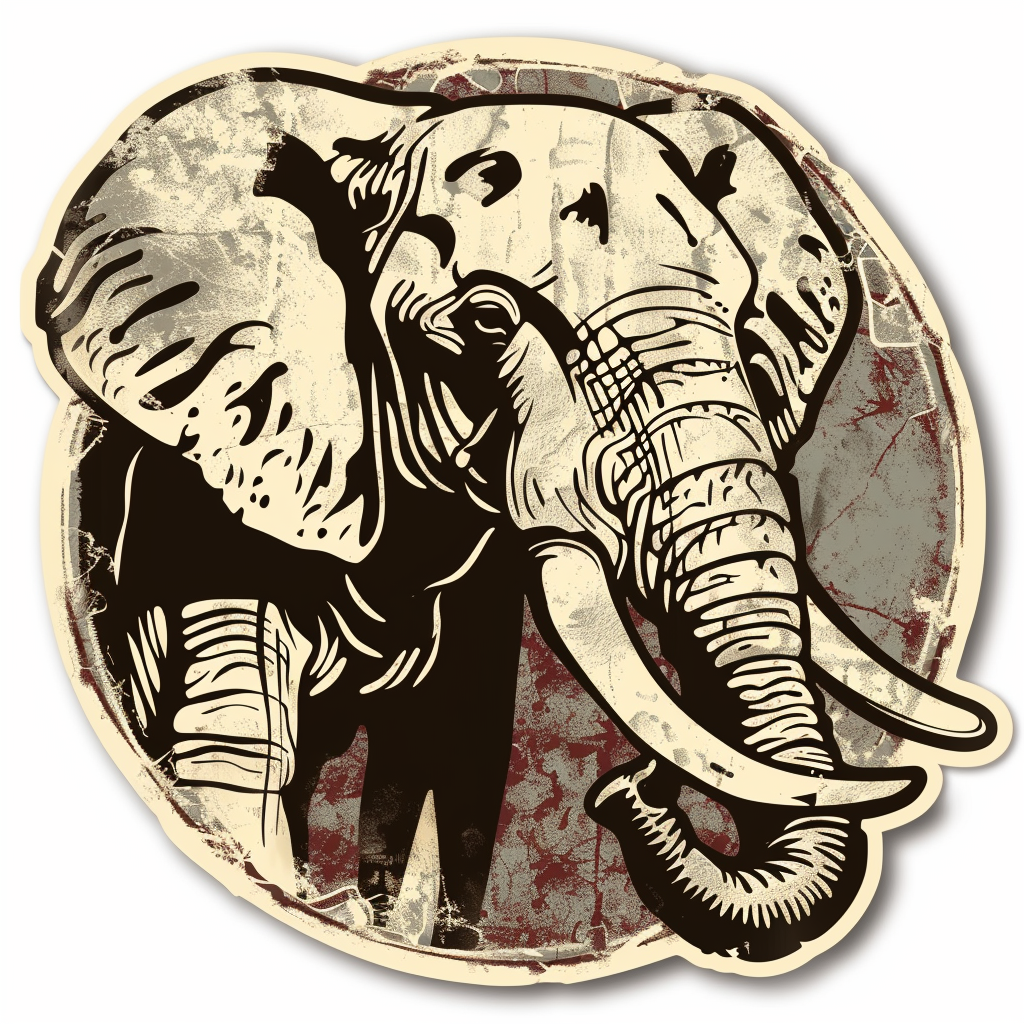 Elephant Expressive surreal Vinyl Decal Sticker for Car, Laptop, Tumbler and more # F022167-4" x 4"