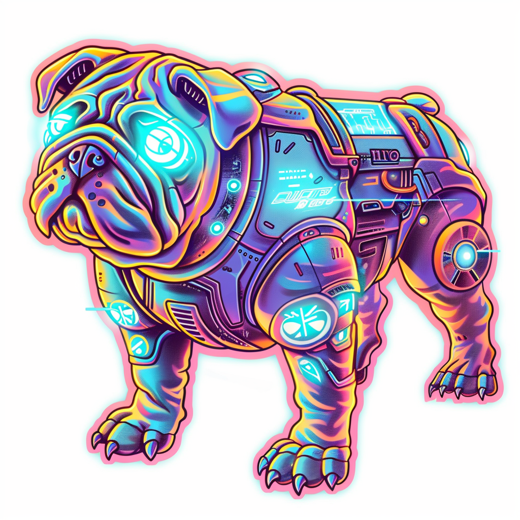 Bulldog Dog cyber punk majestic Expressive surreal Vinyl Decal Sticker for Car, Laptop, Tumbler and more # F017541