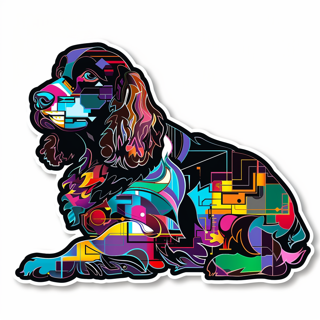 Cocker Spaniel Dog cyber punk Expressive surreal Vinyl Decal Sticker for Car, Laptop, Tumbler and more # F020086-4" x 4"