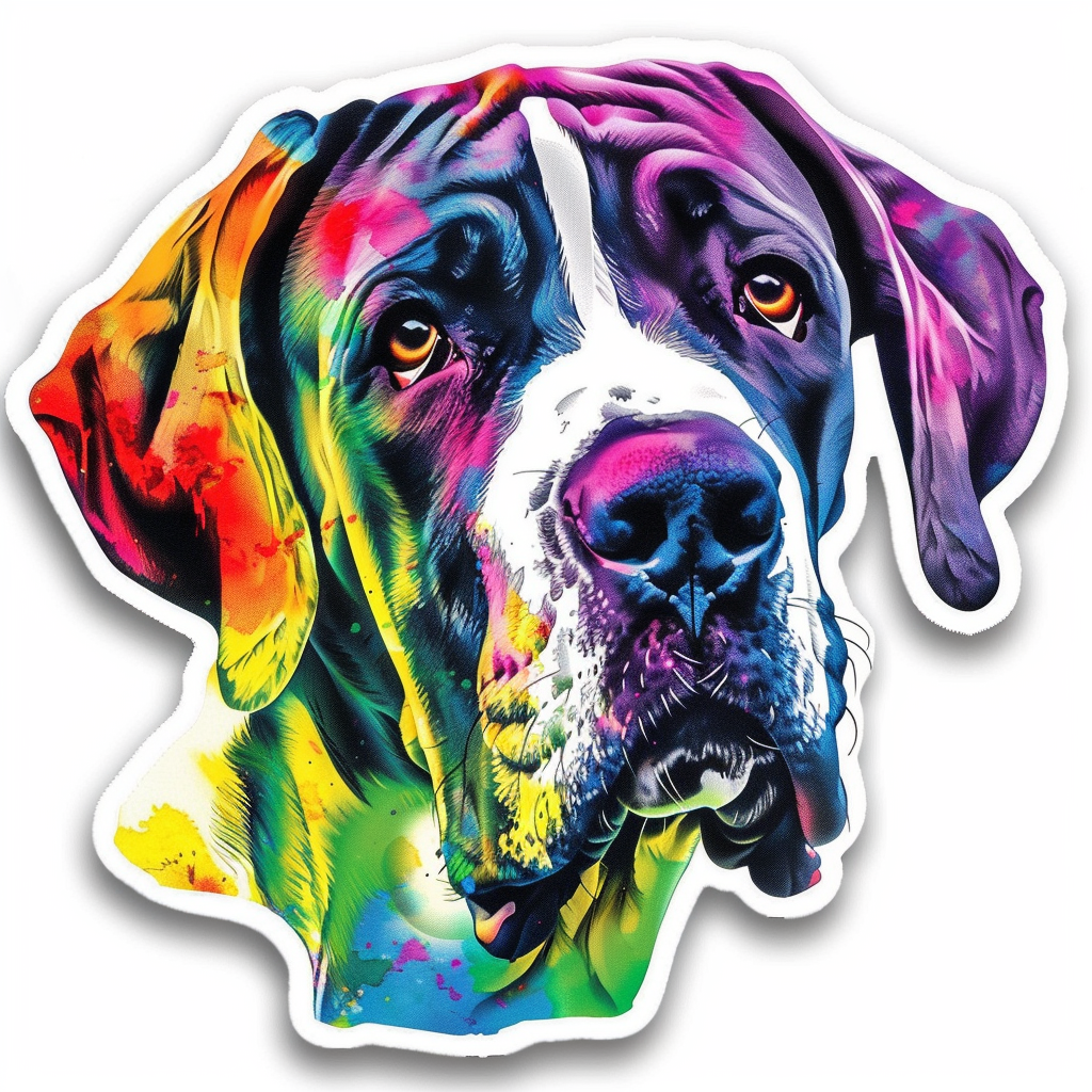 Great Dane Dog Expressive surreal Vinyl Decal Sticker for Car, Laptop, Tumbler and more # F022689