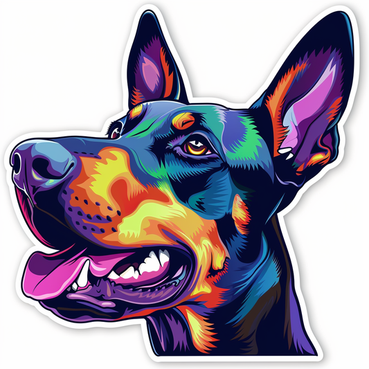 Cute and Adorable Doberman Pinscher Expressive surreal Vinyl Decal Sticker for Car, Laptop, Tumbler and more # F019467-4" x 4"
