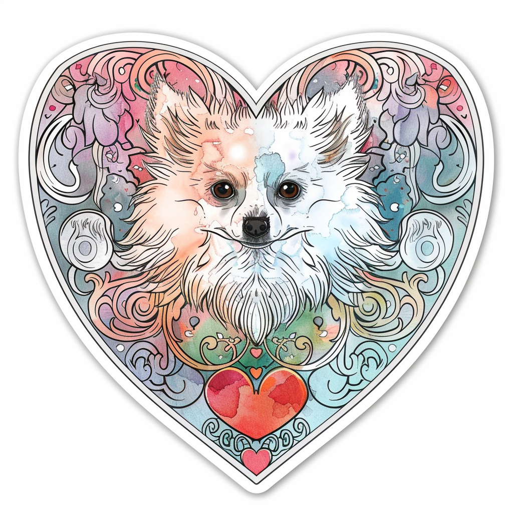Sticker of a Pomeranian Dog majestic Expressive surreal Heartcore Vinyl Decal Sticker for Car, Laptop, Tumbler and more # F014018