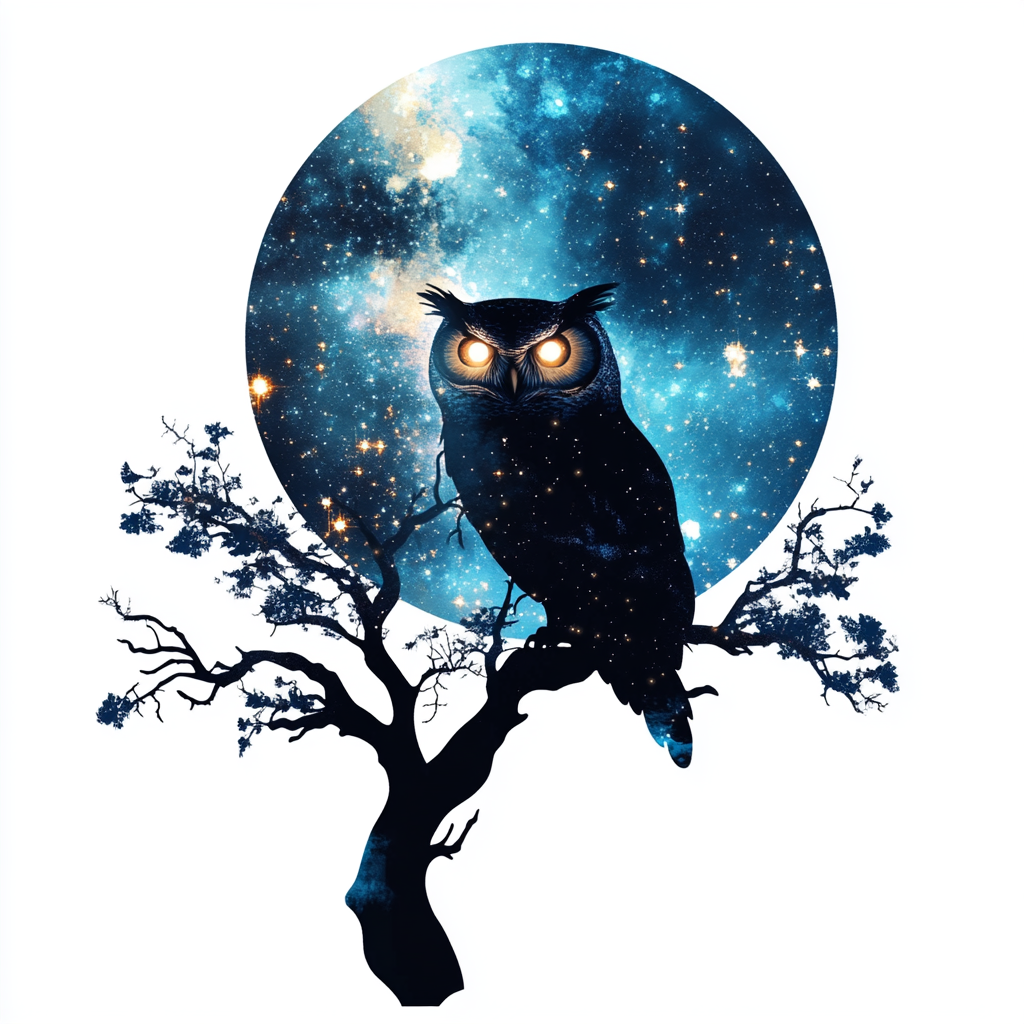Owl Moon and Stars Vinyl Decal Sticker for Car, Laptop, Tumbler and more # F025734