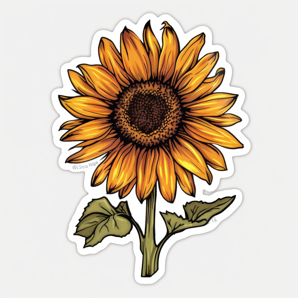 Sunflower flower majestic Expressive surreal Vinyl Decal Sticker for Car, Laptop, Tumbler and more # F023012