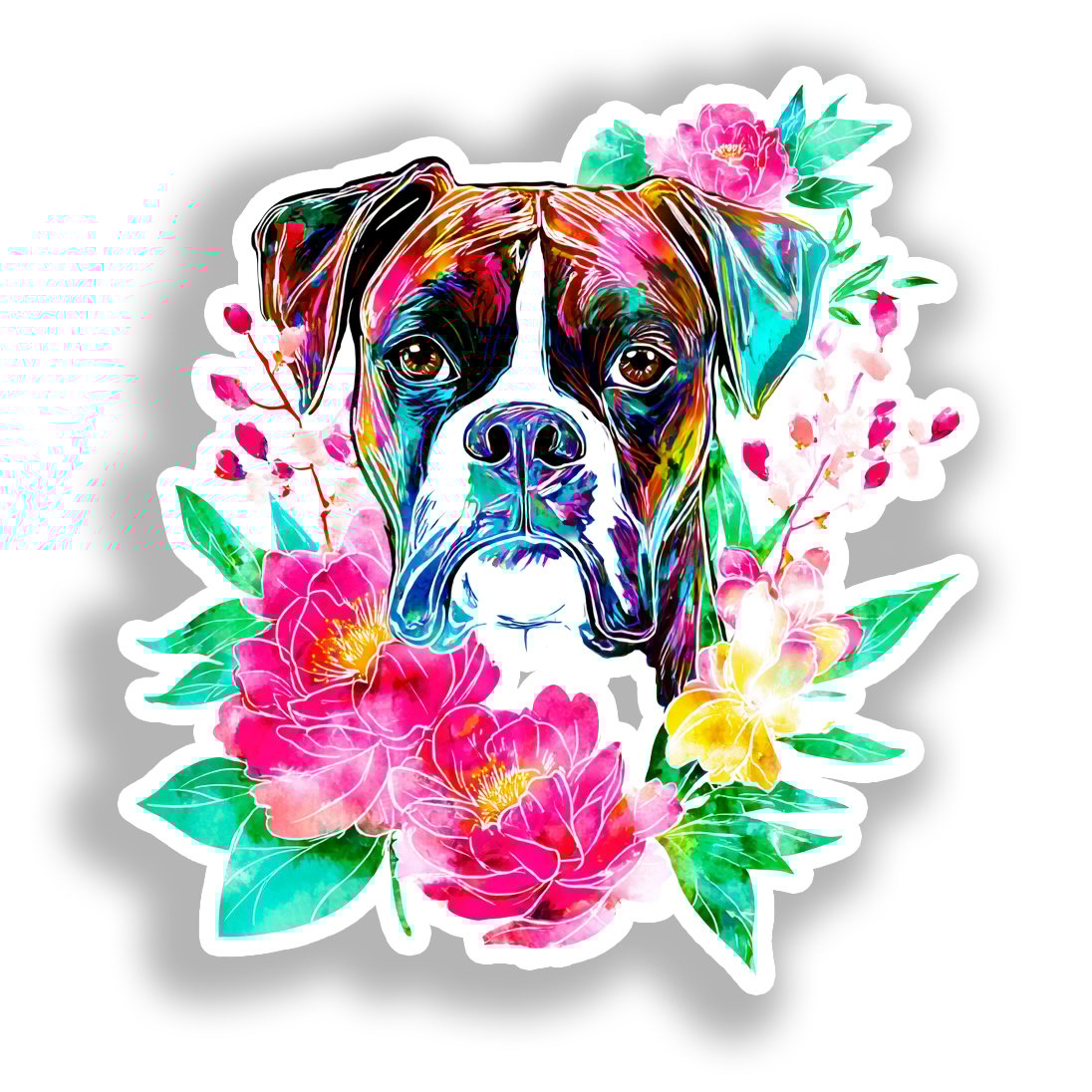 Boxer Dog Vinyl Decal Sticker for Car, Laptop, Tumbler and more # A018961-4" x 4"