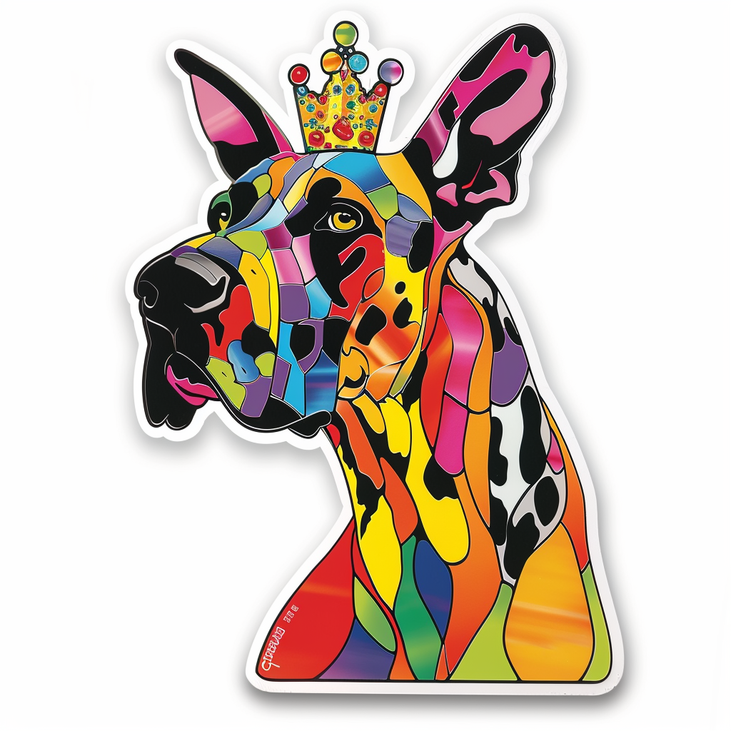 Great Dane Dog crowned majestic Expressive surreal Vinyl Decal Sticker for Car, Laptop, Tumbler and more # F017816