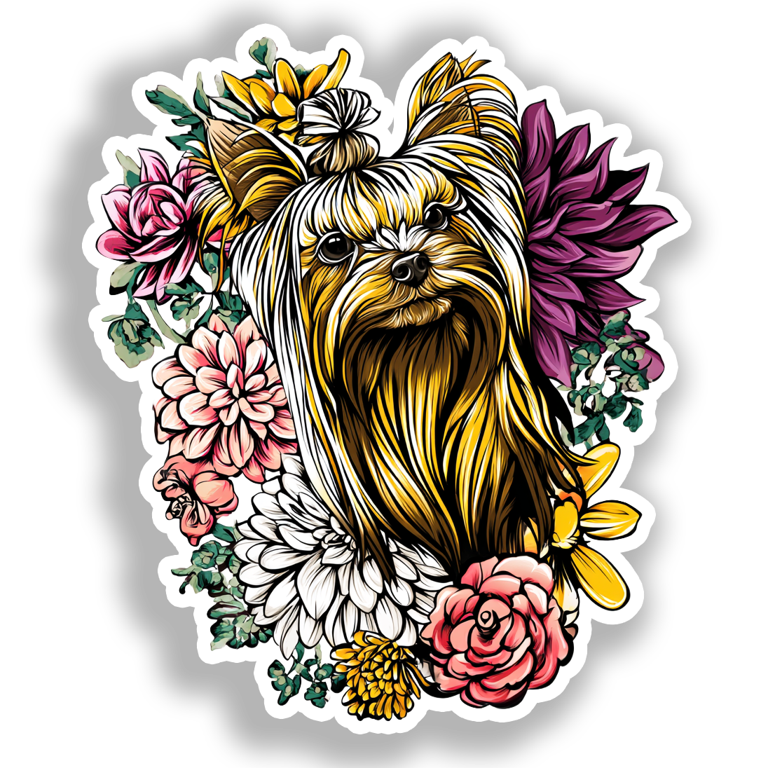Yorkshire Terrier Dog Vinyl Decal Sticker for Car, Laptop, Tumbler and more # A017111-4" x 4"