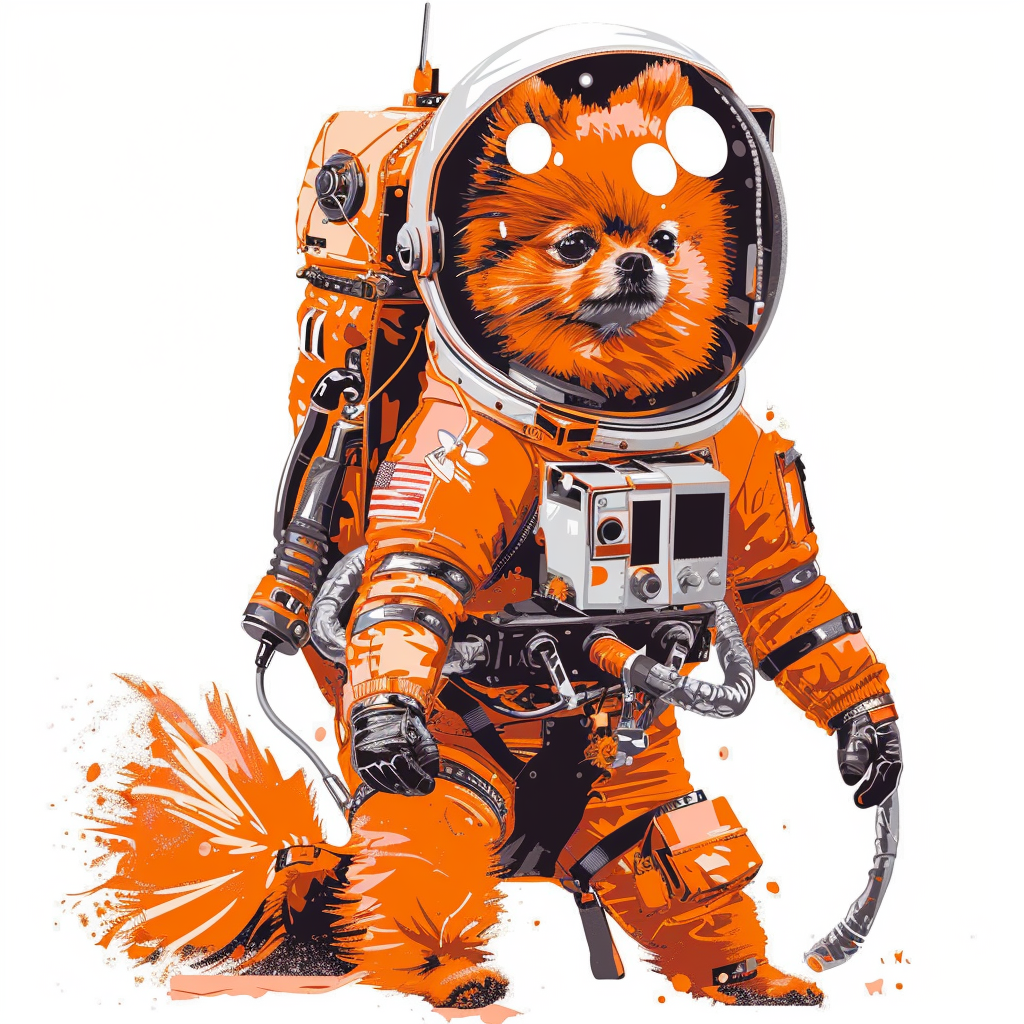 Sticker of a Pomeranian Dog astronaut majestic Expressive surreal Vinyl Decal Sticker for Car, Laptop, Tumbler and more # F013892