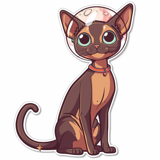 Abyssinian Cat astronaut majestic Expressive surreal Vinyl Decal Sticker for Car, Laptop, Tumbler and more # F021325-4" x 4"