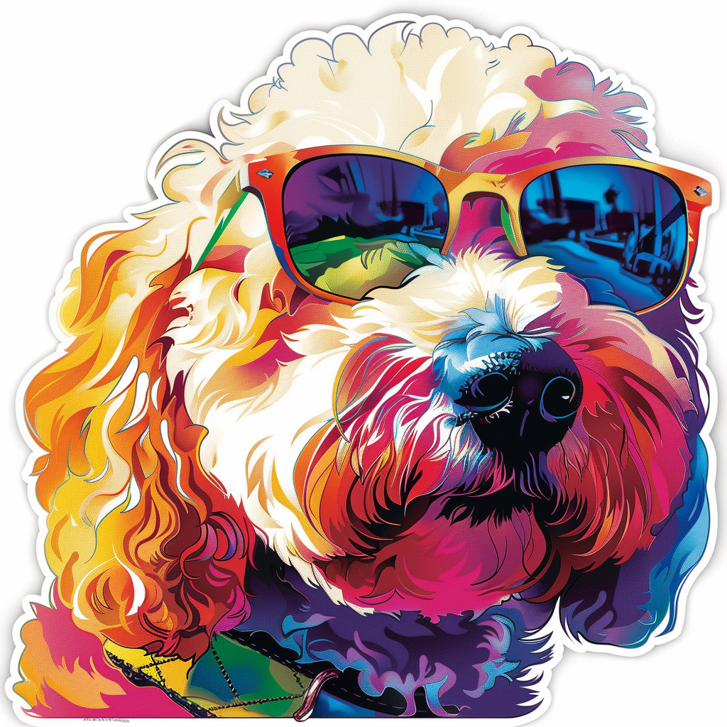 Poodle Dog wearing sunglasses Vinyl Decal Sticker for Car, Laptop, Tumbler and more # F012439