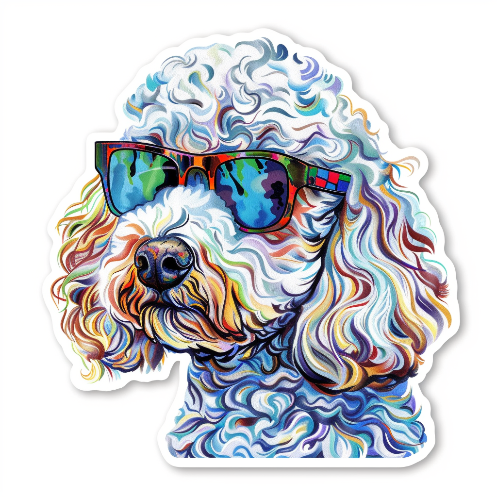 Poodle Dog wearing sunglasses Vinyl Decal Sticker for Car, Laptop, Tumbler and more # F012645