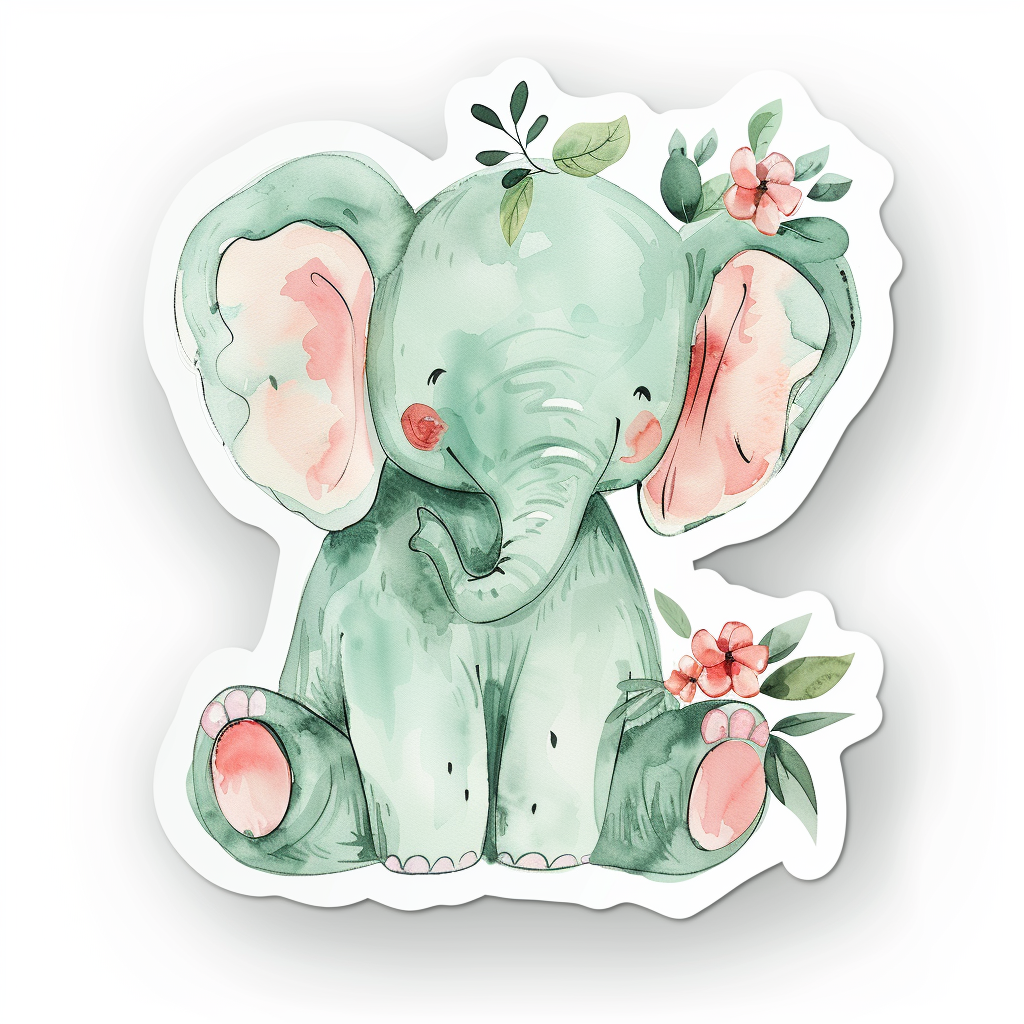 Elephant Expressive surreal Vinyl Decal Sticker for Car, Laptop, Tumbler and more # F022365-4" x 4"
