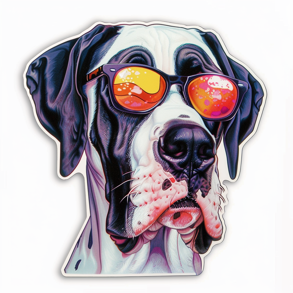 Adorable Great Dane Dog Expressive surreal Vinyl Decal Sticker for Car, Laptop, Tumbler and more # F018085