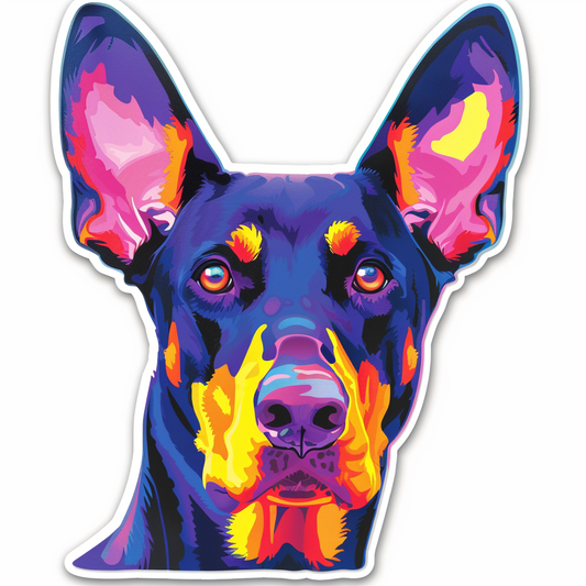 Doberman Pinscher Dog majestic Expressive surreal Vinyl Decal Sticker for Car, Laptop, Tumbler and more # F019616-4" x 4"