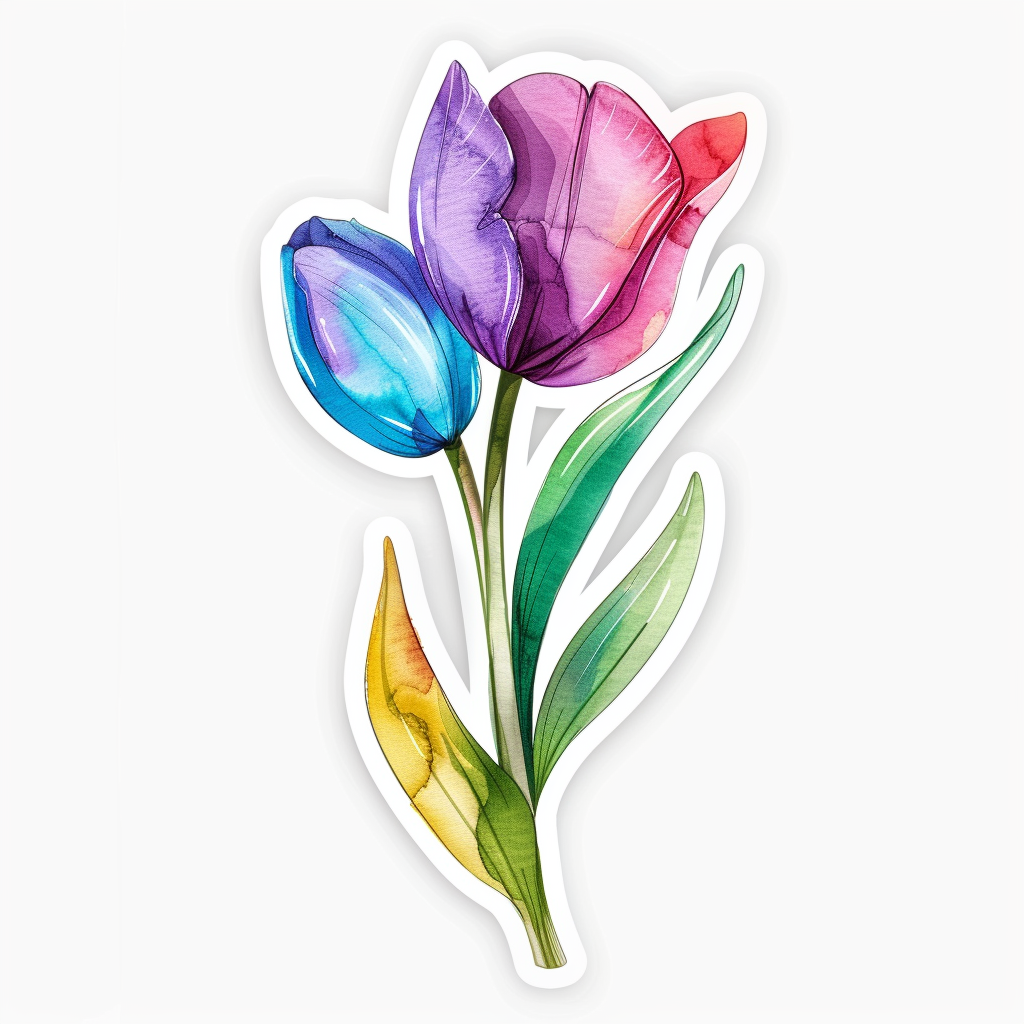 Sticker of a Tulip flower Vinyl Decal Sticker for Car, Laptop, Tumbler and more # F023466