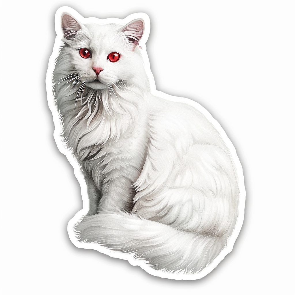 Adorable Turkish Angora Cat Vinyl Decal Sticker for Car, Laptop, Tumbler and more # F020817-4" x 4"