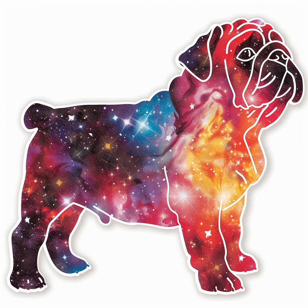 Bulldog Dog galaxy majestic Expressive surreal Vinyl Decal Sticker for Car, Laptop, Tumbler and more # F017487