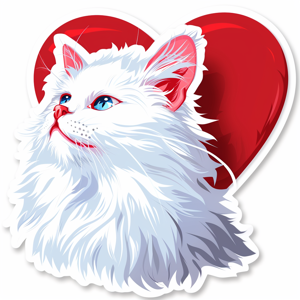 Adorable Turkish Angora Cat Vinyl Decal Sticker for Car, Laptop, Tumbler and more # F020960-4" x 4"