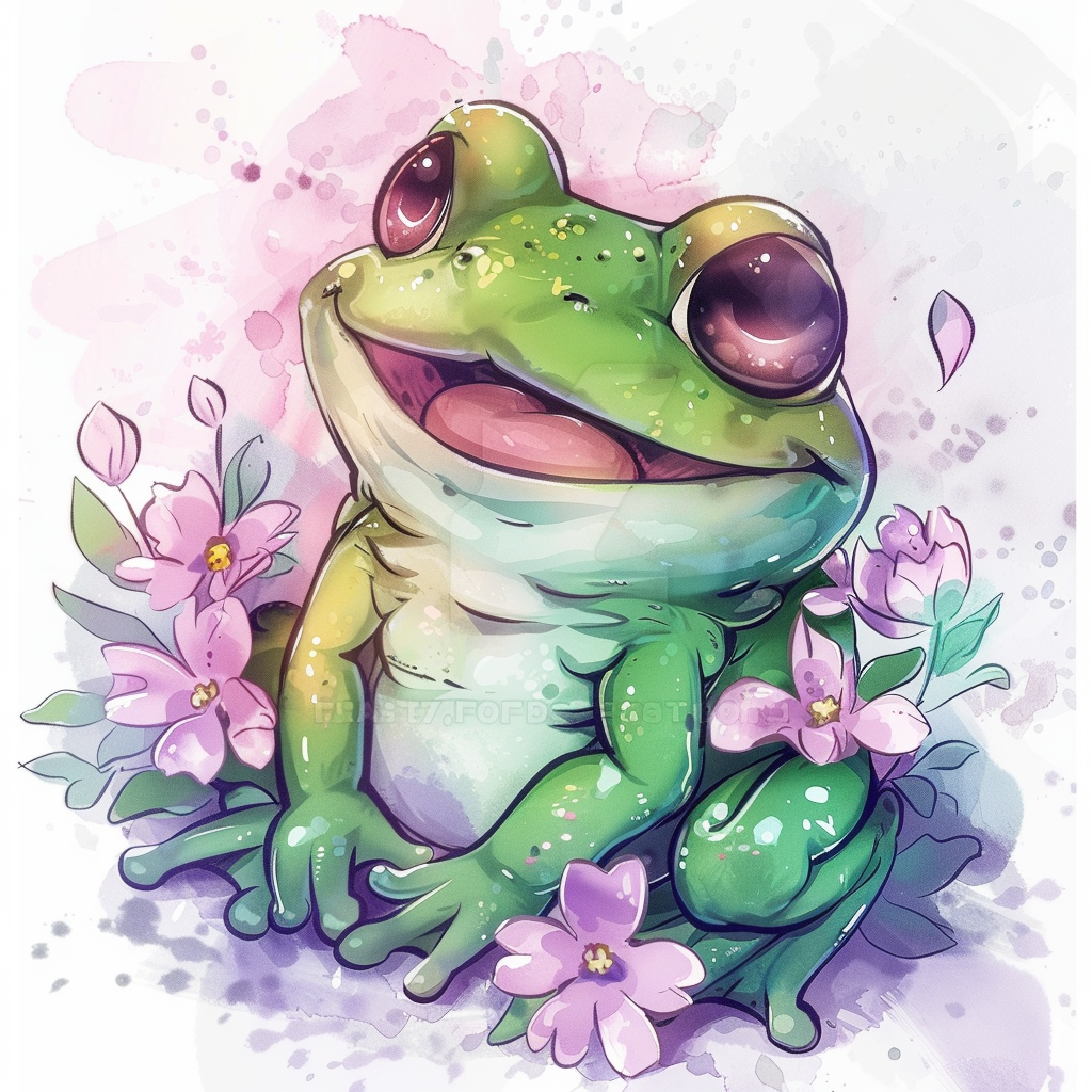 Sticker of an Adorable Frog with chubby cheeks Expressive surreal Vinyl Decal Sticker for Car, Laptop, Tumbler and more # F015868