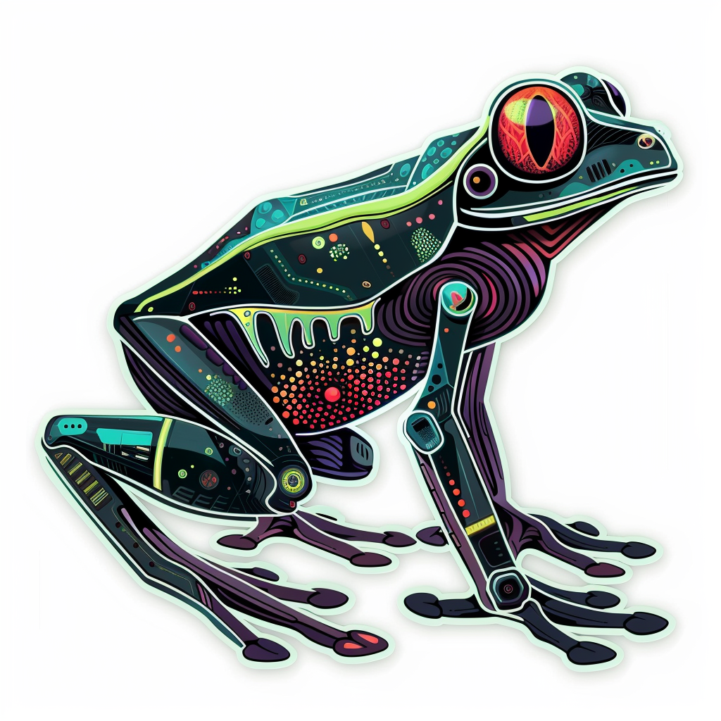 Sticker of a Frog cute and adorable Expressive surreal Vinyl Decal Sticker for Car, Laptop, Tumbler and more # F016729