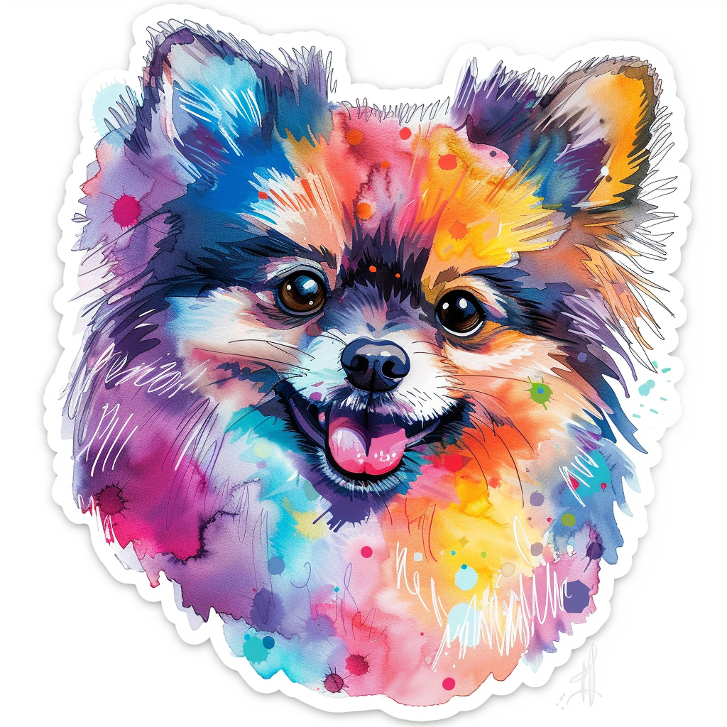 Sticker of a Pomeranian Dog majestic Expressive surreal Vinyl Decal Sticker for Car, Laptop, Tumbler and more # F013778