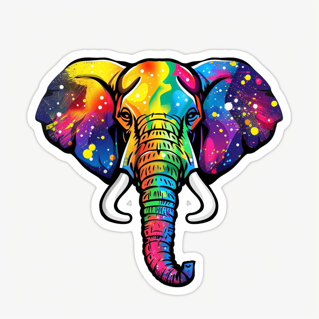 Elephant Expressive surreal Vinyl Decal Sticker for Car, Laptop, Tumbler and more # F022243-4" x 4"
