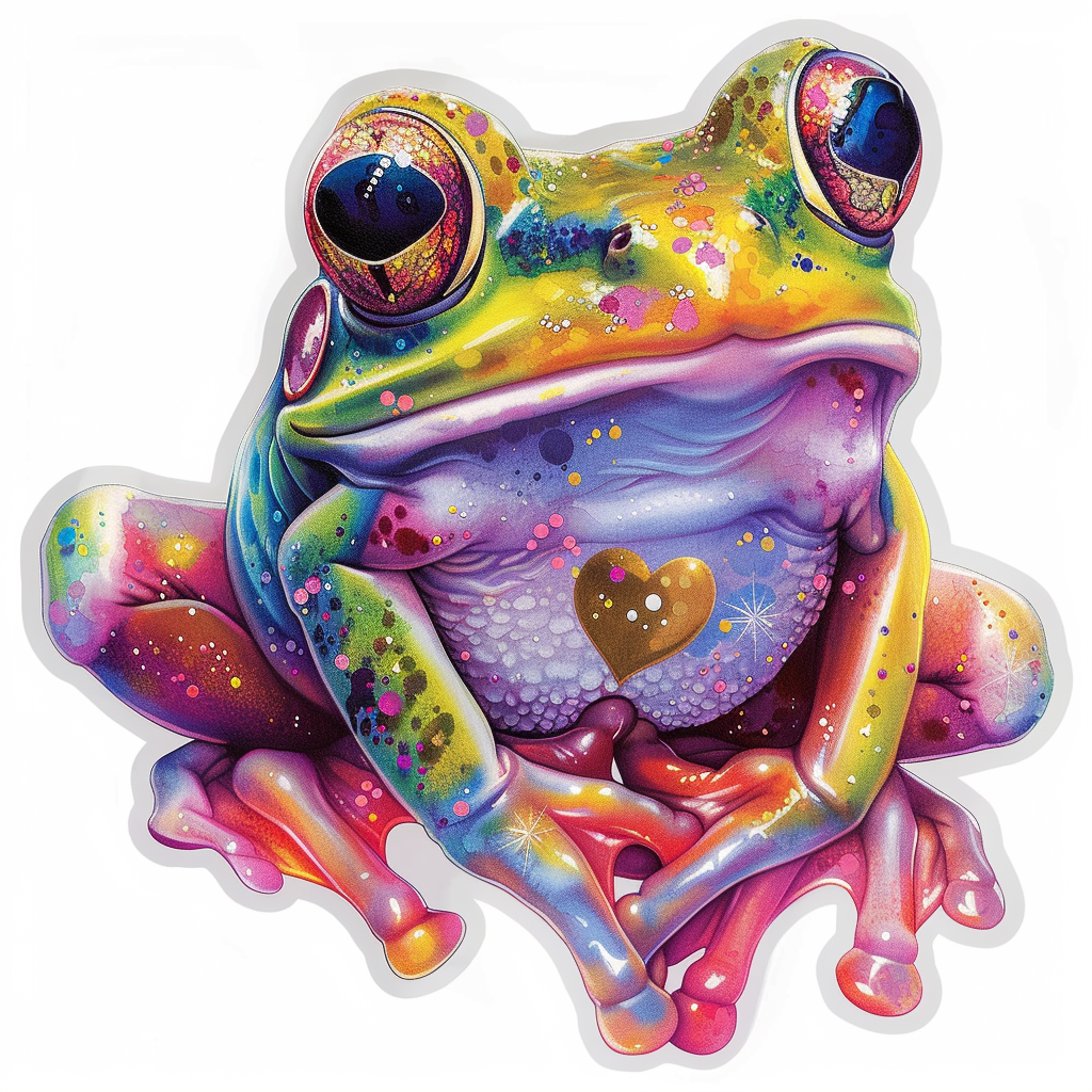 Sticker of a Frog majestic Expressive surreal Vinyl Decal Sticker for Car, Laptop, Tumbler and more # F016600