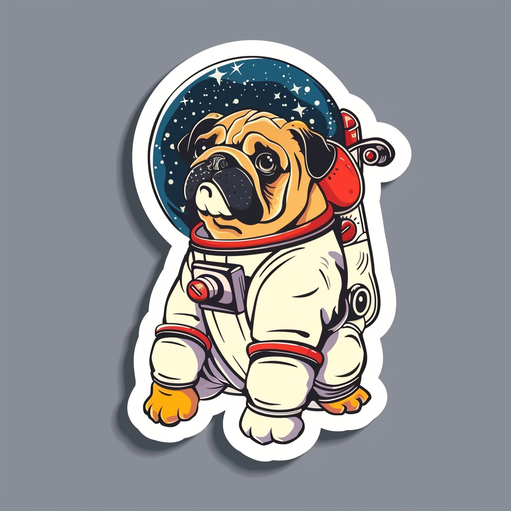 Bulldog Dog astronaut majestic Expressive surreal Vinyl Decal Sticker for Car, Laptop, Tumbler and more # F017353