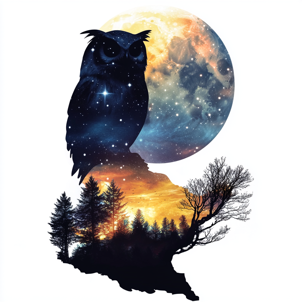 Owl Moon and Stars Vinyl Decal Sticker for Car, Laptop, Tumbler and more # F025739
