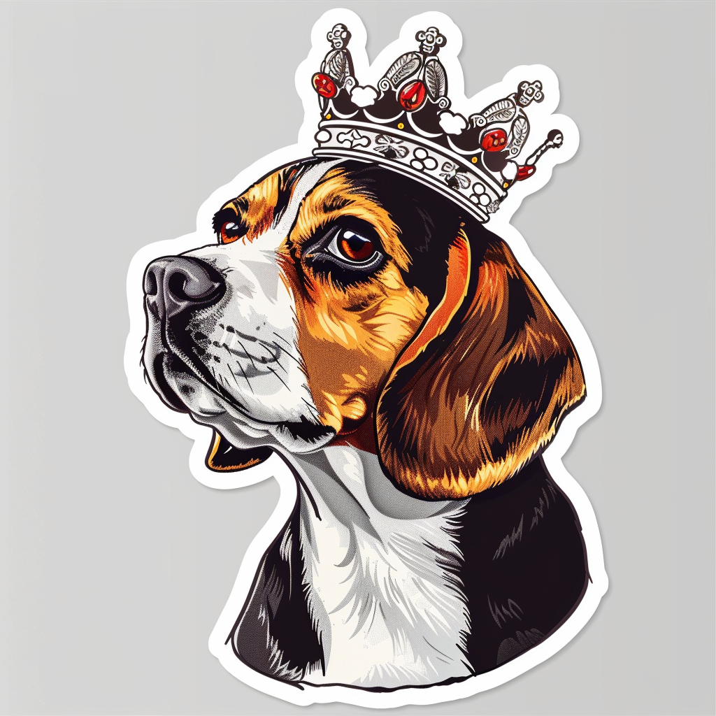 Beagle dog crowned Vinyl Decal Sticker for Car, Laptop, Tumbler and more # F011840