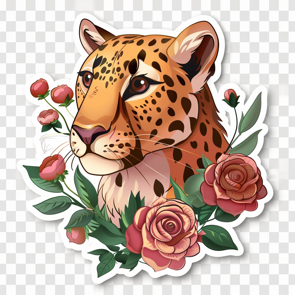 Leopard majestic Expressive surreal Vinyl Decal Sticker for Car, Laptop, Tumbler and more # F022598