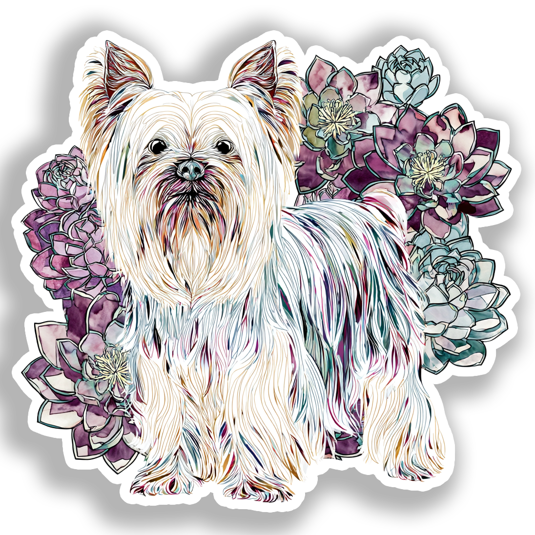 Yorkshire Terrier Dog Vinyl Decal Sticker for Car, Laptop, Tumbler and more # A017216-4" x 4"