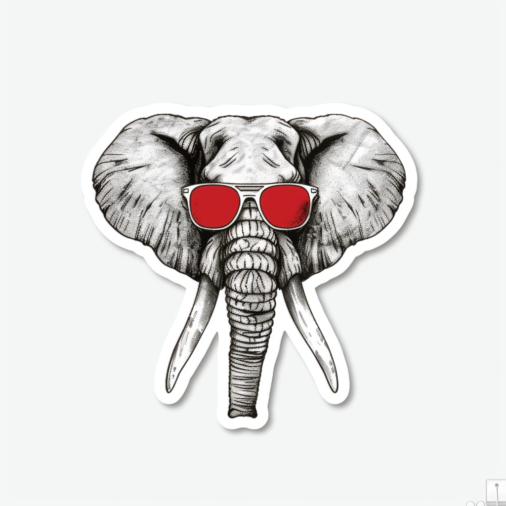 Elephant Expressive surreal Vinyl Decal Sticker for Car, Laptop, Tumbler and more # F022249-4" x 4"