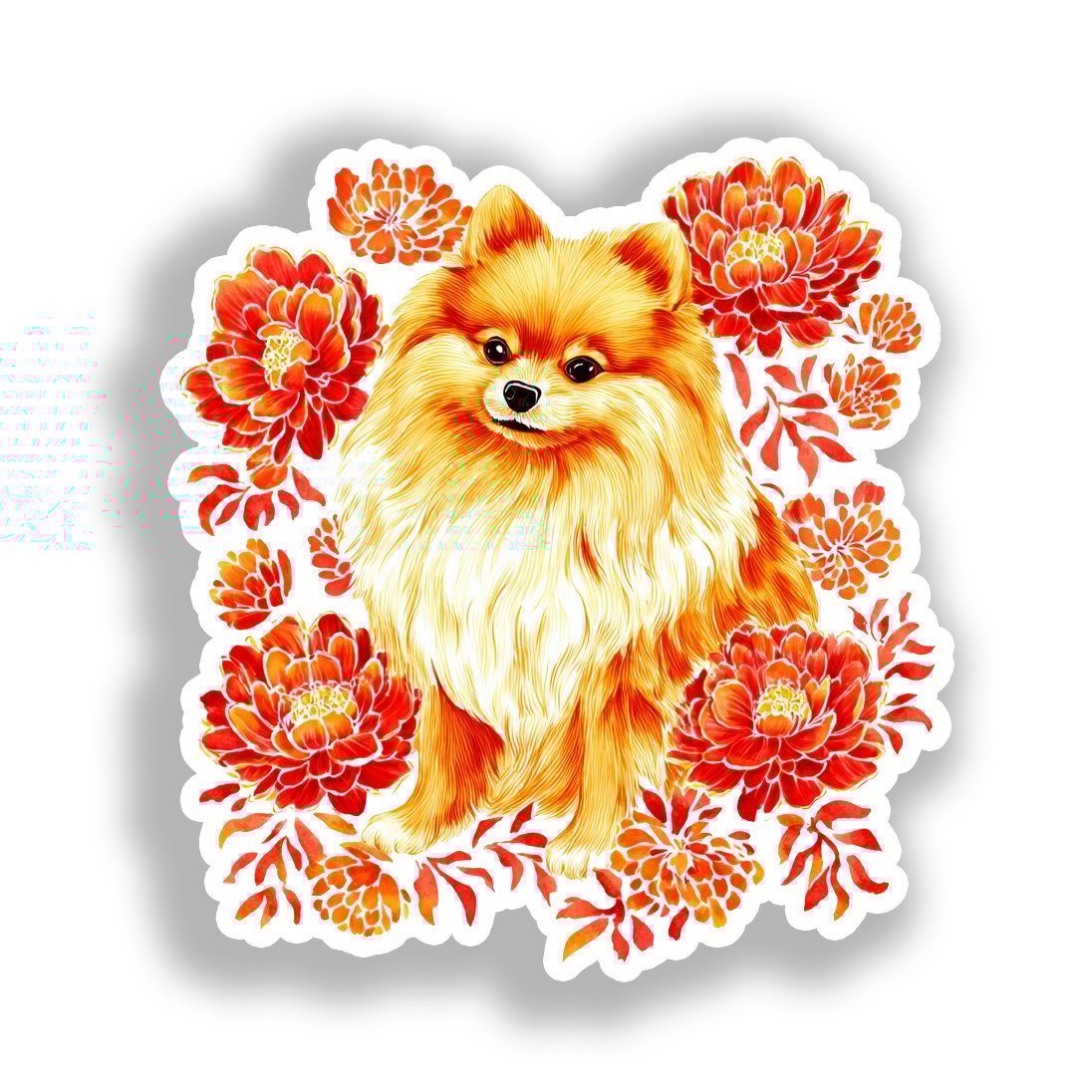 Pomeranian Dog Vinyl Decal Sticker for Car, Laptop, Tumbler and more # A017283-4" x 4"