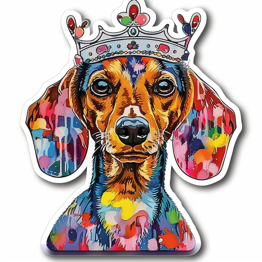 Dachshund Dog crowned Vinyl Decal Sticker for Car, Laptop, Tumbler and more # F013103