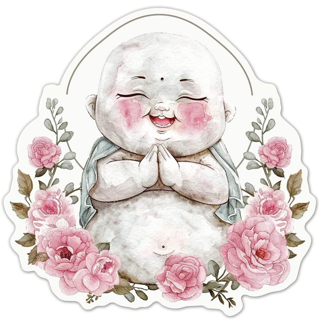 Adorable Buddha Expressive surreal Vinyl Decal Sticker for Car, Laptop, Tumbler and more # F017154