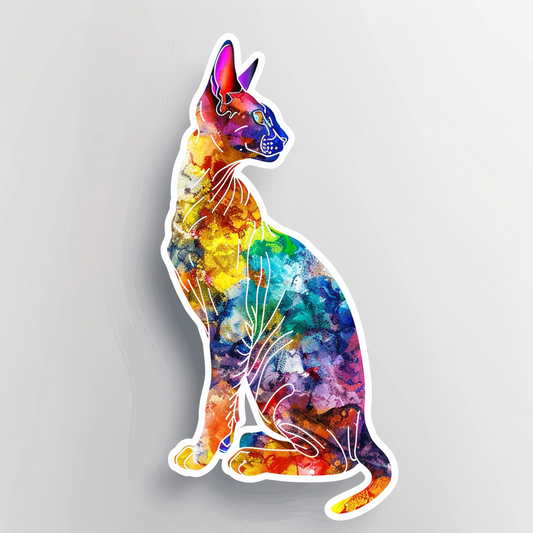 Adorable Cornish Rex Cat Expressive surreal Vinyl Decal Sticker for Car, Laptop, Tumbler and more # F021355-4" x 4"