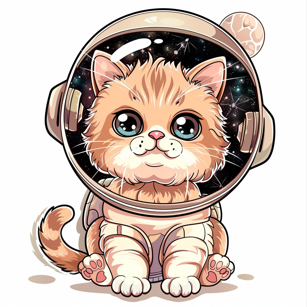 Sticker of a Cute and Adorable Persian Cat Space Expressive surreal Vinyl Decal Sticker for Car, Laptop, Tumbler and more # F016444