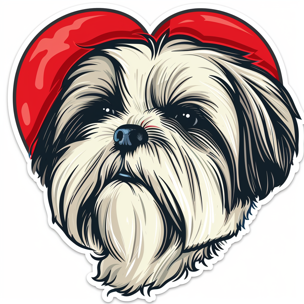 Adorable Shih Tzu Dog Expressive surreal Vinyl Decal Sticker for Car, Laptop, Tumbler and more # F018300
