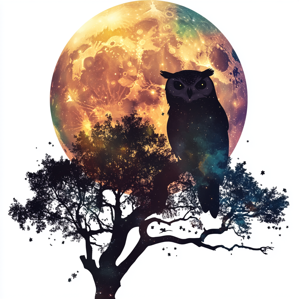 Owl Moon and Stars Vinyl Decal Sticker for Car, Laptop, Tumbler and more # F025709