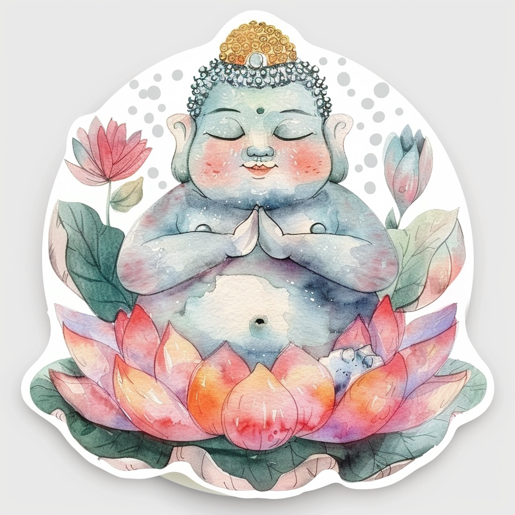 Sticker of an Adorable Buddha Expressive surreal Vinyl Decal Sticker for Car, Laptop, Tumbler and more # F017168