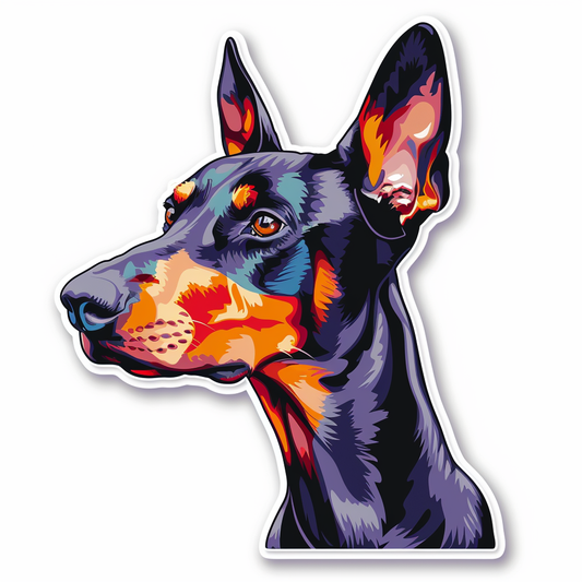 Cute and Adorable Doberman Pinscher Expressive surreal Vinyl Decal Sticker for Car, Laptop, Tumbler and more # F019456-4" x 4"