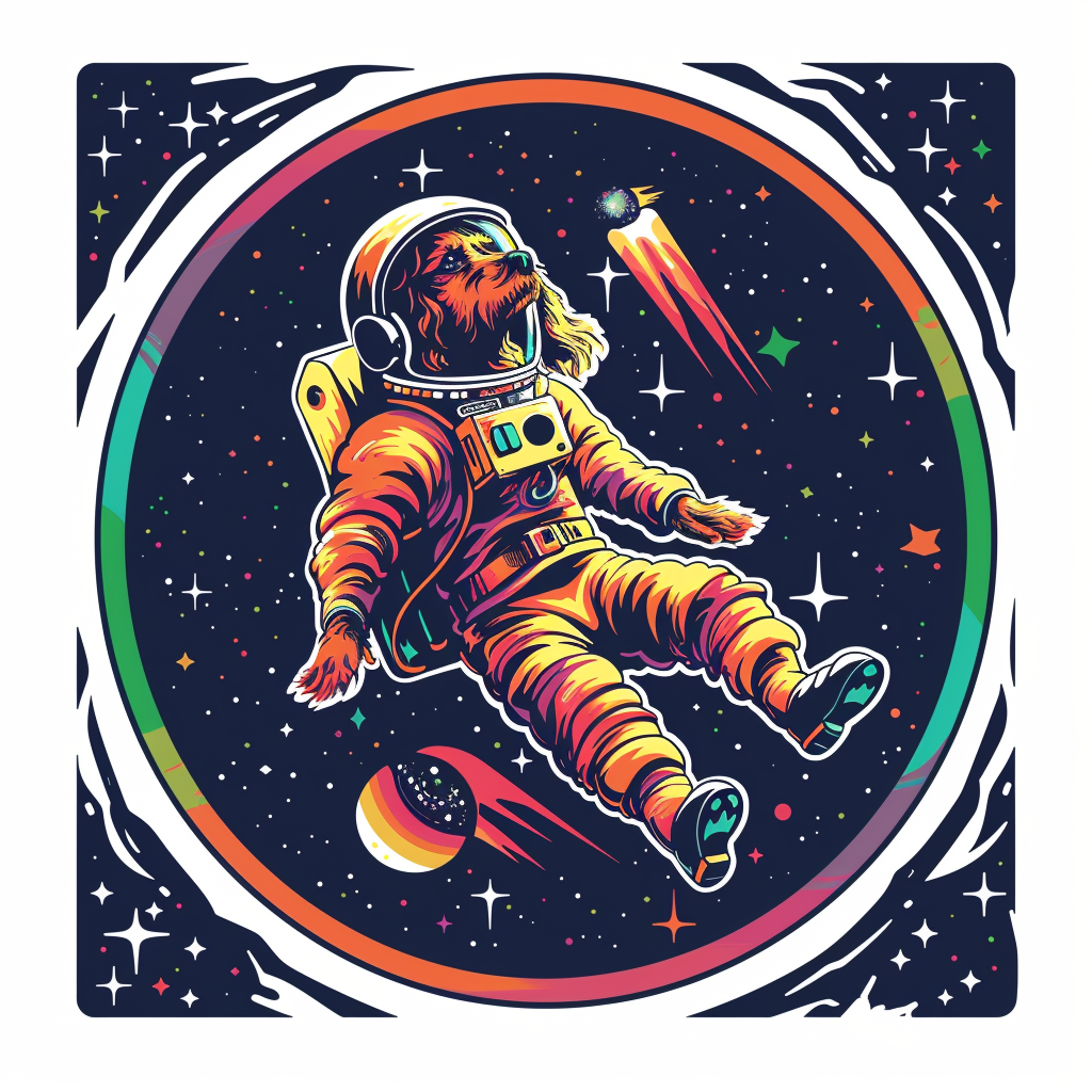 Cocker Spaniel Dog astronaut majestic Expressive surreal Vinyl Decal Sticker for Car, Laptop, Tumbler and more # F020242-4" x 4"