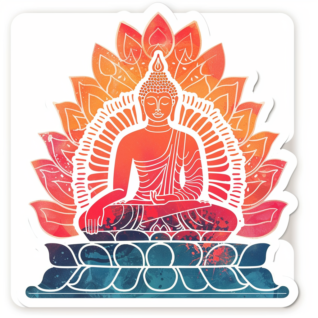 Buddha cartoon majestic Expressive surreal Vinyl Decal Sticker for Car, Laptop, Tumbler and more # F016968