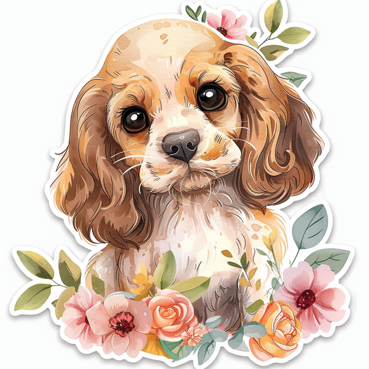 Adorable Cocker Spaniel Dog Expressive surreal Vinyl Decal Sticker for Car, Laptop, Tumbler and more # F020010-4" x 4"
