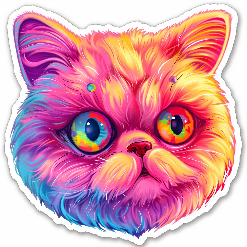 Sticker of a Persian Cat heartcore cat Expressive surreal Vinyl Decal Sticker for Car, Laptop, Tumbler and more # F016406