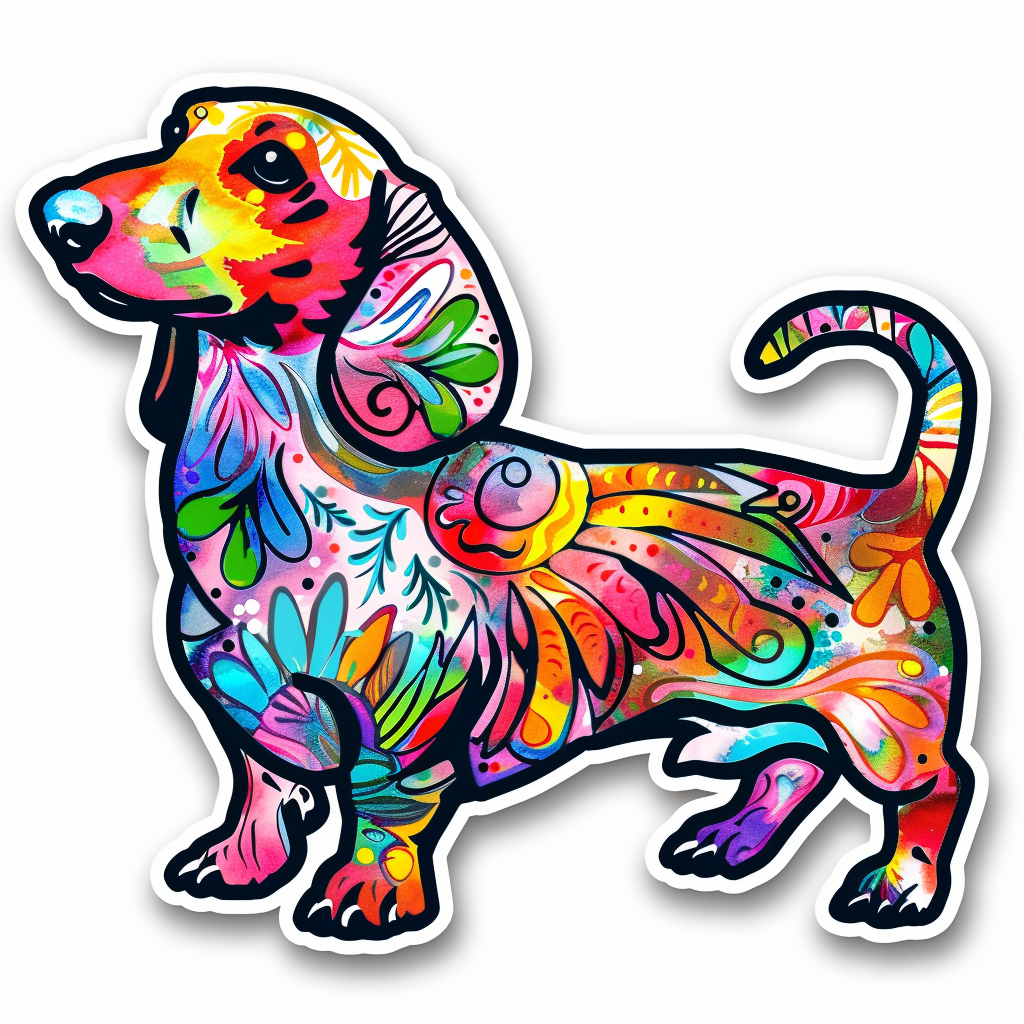 Dachshund Dog floral Vinyl Decal Sticker for Car, Laptop, Tumbler and more # F013125