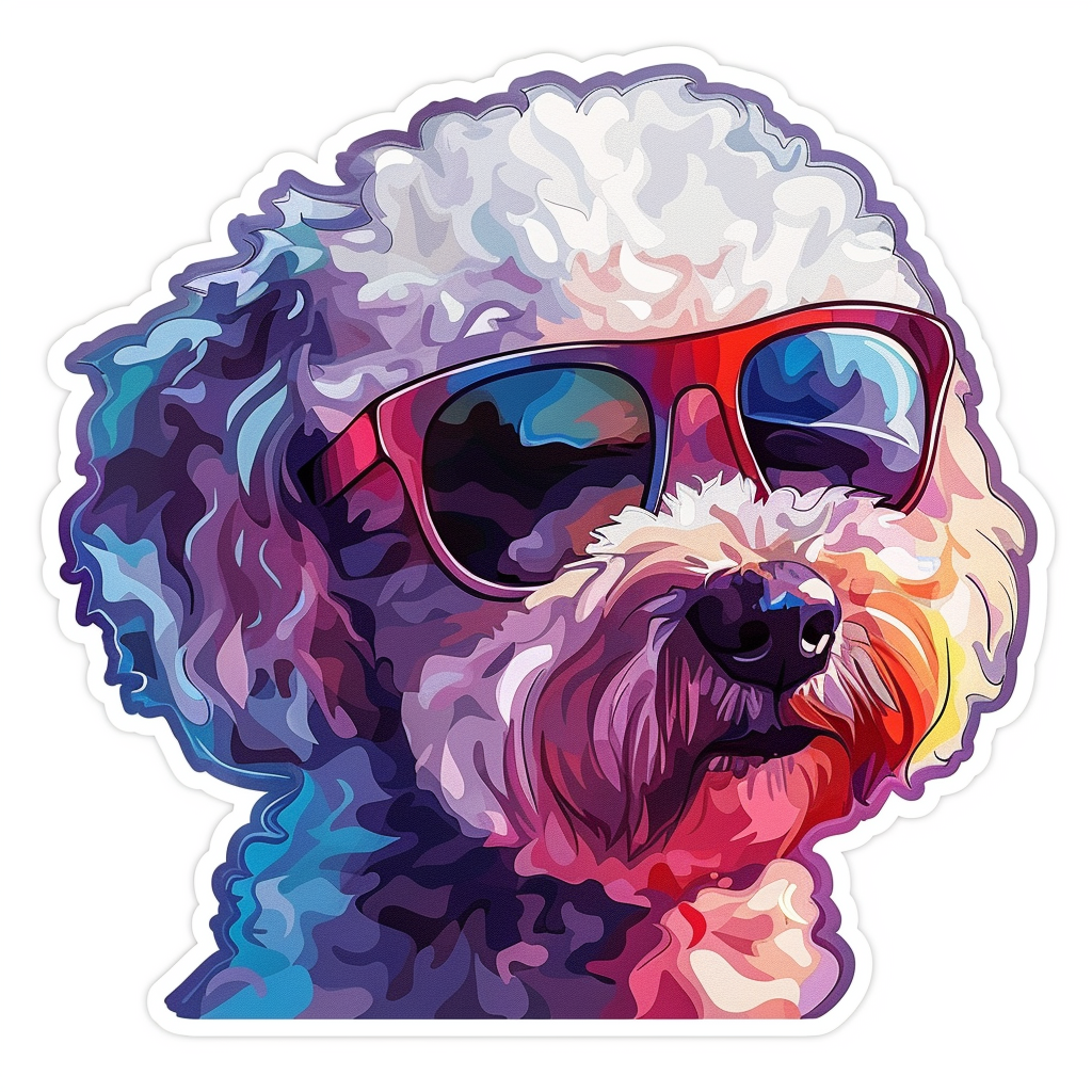 Poodle Dog wearing sunglasses Vinyl Decal Sticker for Car, Laptop, Tumbler and more # F012437