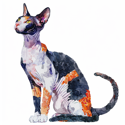 Adorable Cornish Rex Cat Expressive surreal Vinyl Decal Sticker for Car, Laptop, Tumbler and more # F021360-4" x 4"