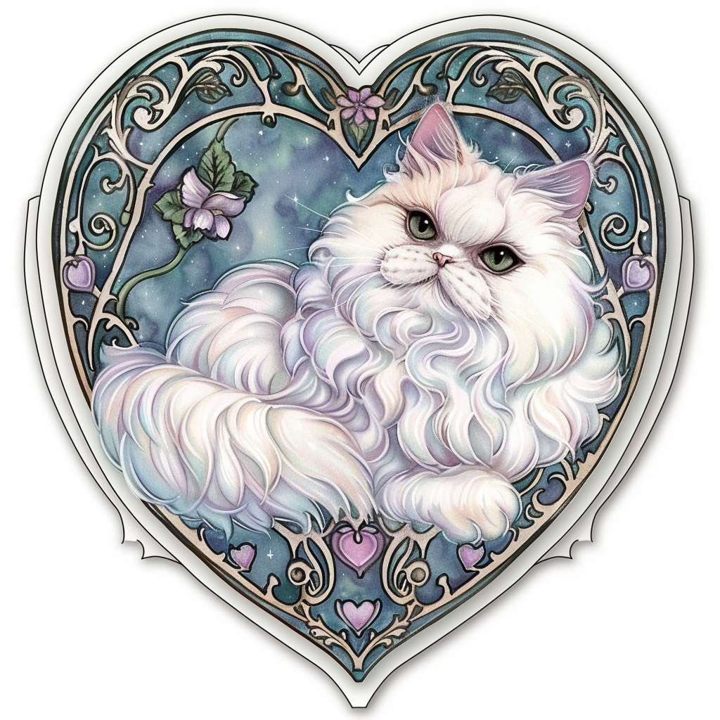 Sticker of a Persian Cat Expressive surreal Vinyl Decal Sticker for Car, Laptop, Tumbler and more # F016397